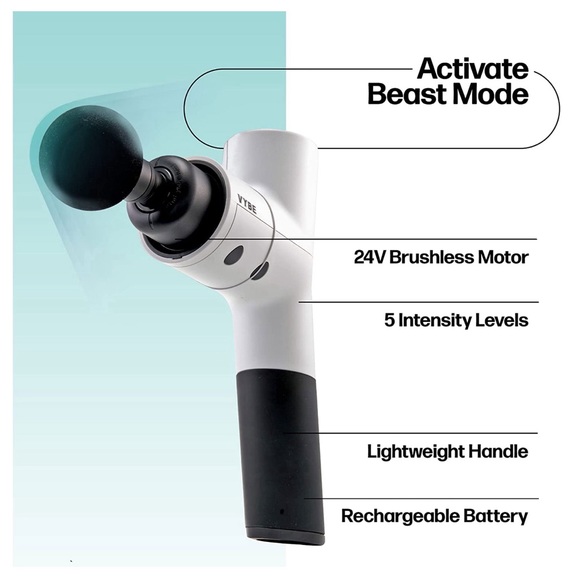 VYBE Premium Deep Tissue Muscle Massage Gun 5 Speeds 4 Attachments Powerful Hand - Picture 3 of 9